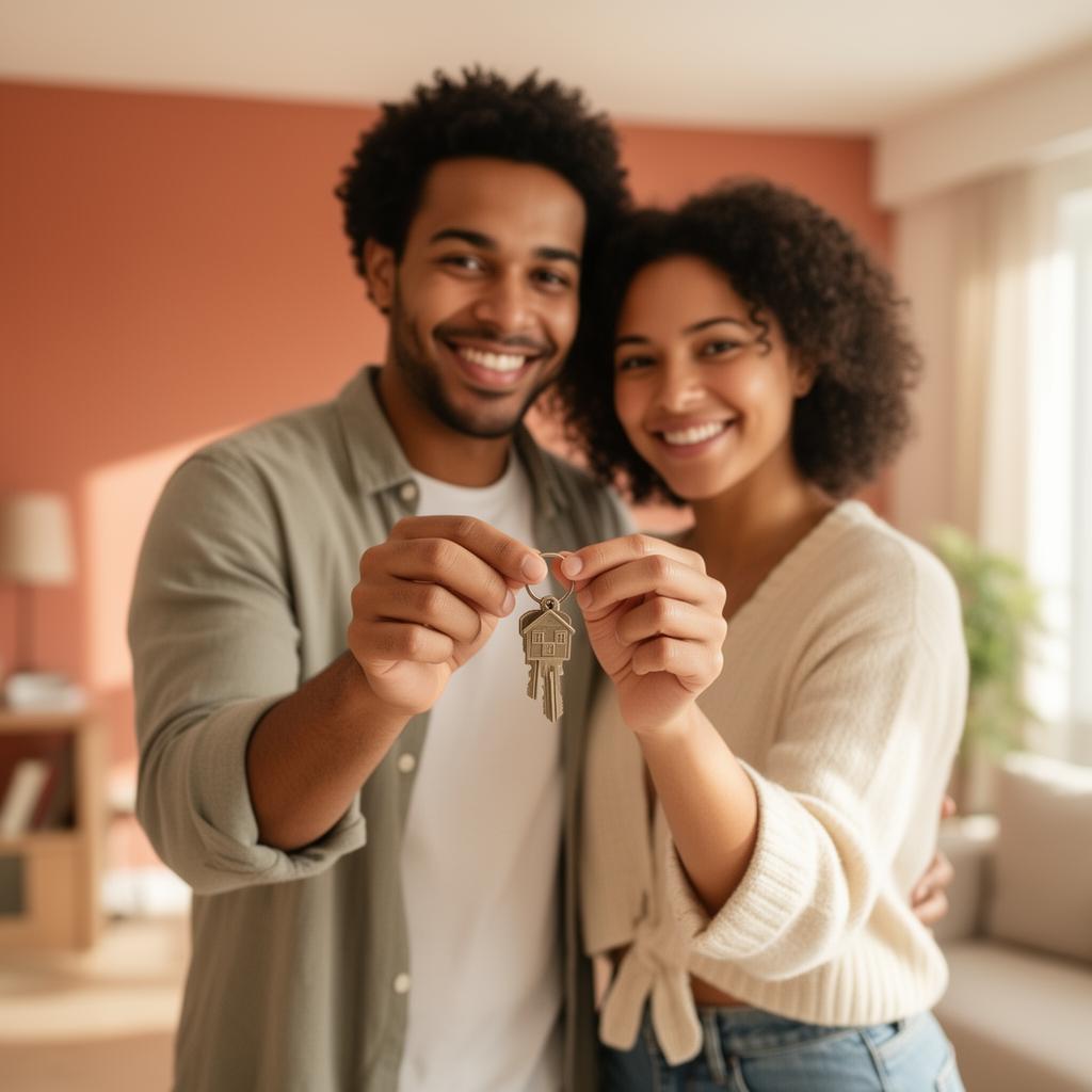 Friends holding house keys together